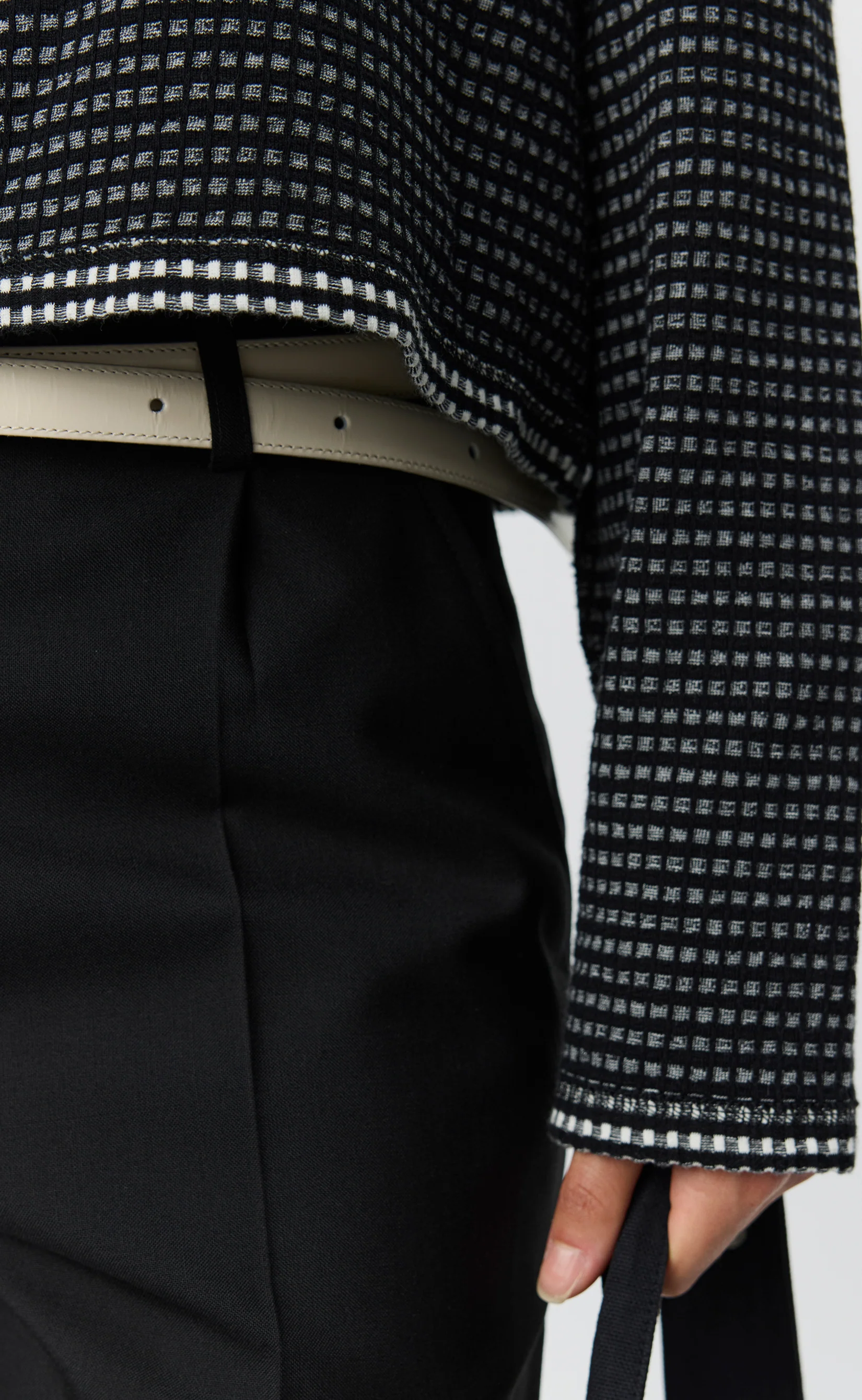 Cropped LS Polo - Black Experienced Check - Image 4