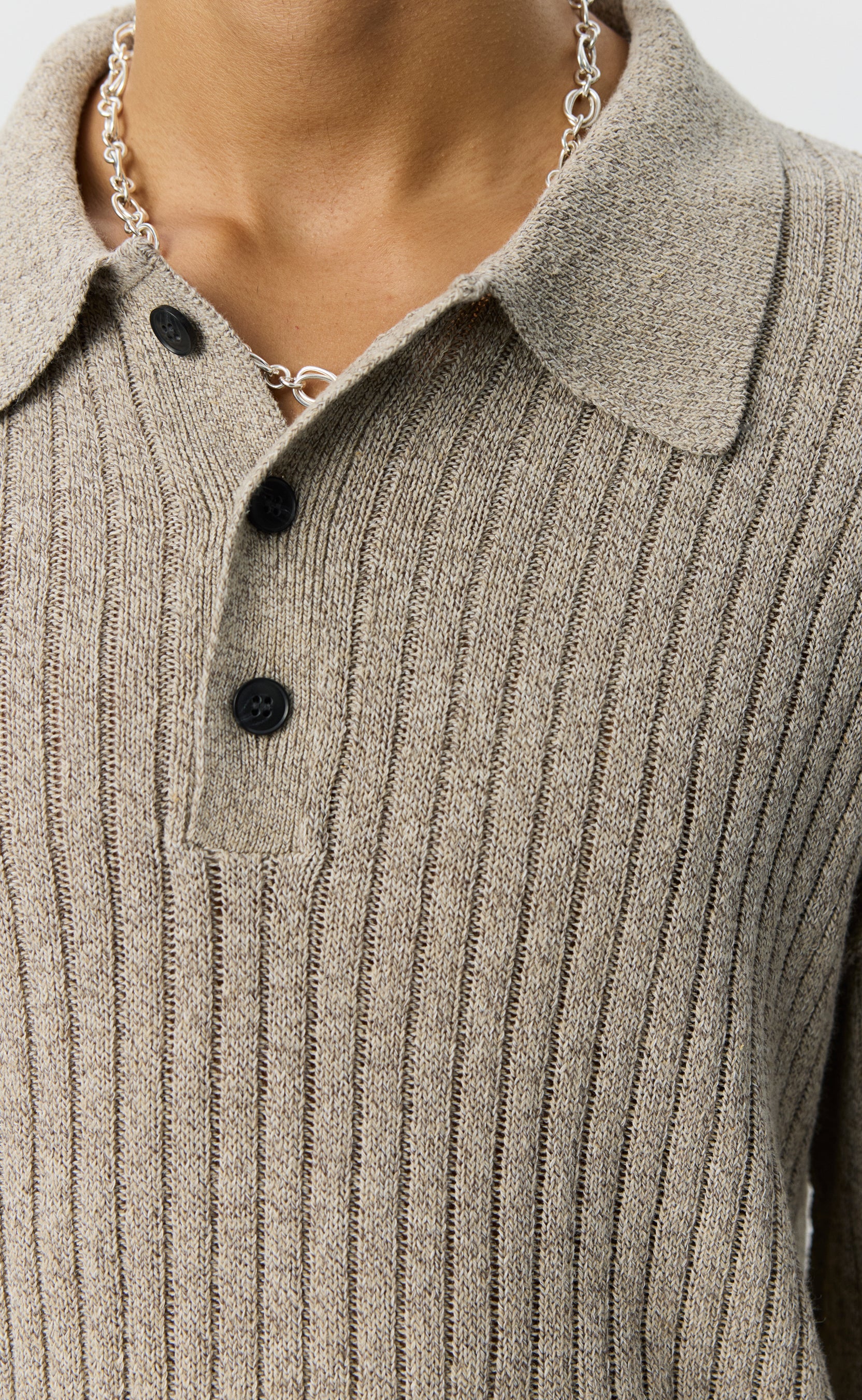 Digit Polo Knit - Oatmeal Grains - Image 5