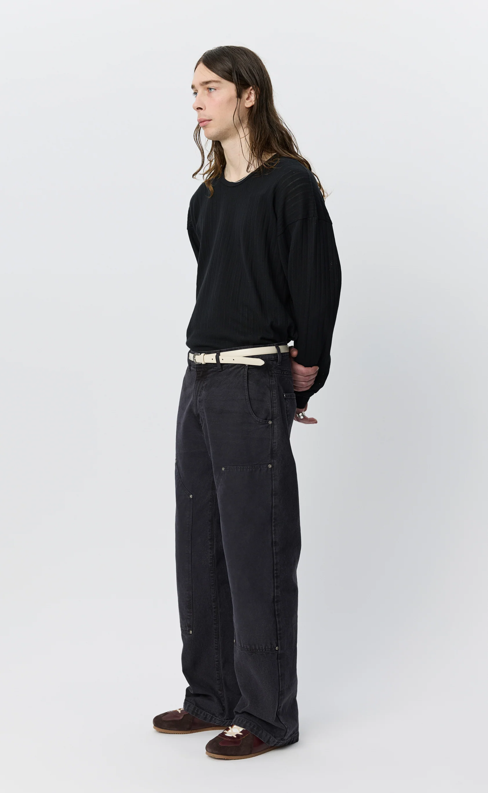 Double Knee Jeans - Dark Grey Canvas - Image 3