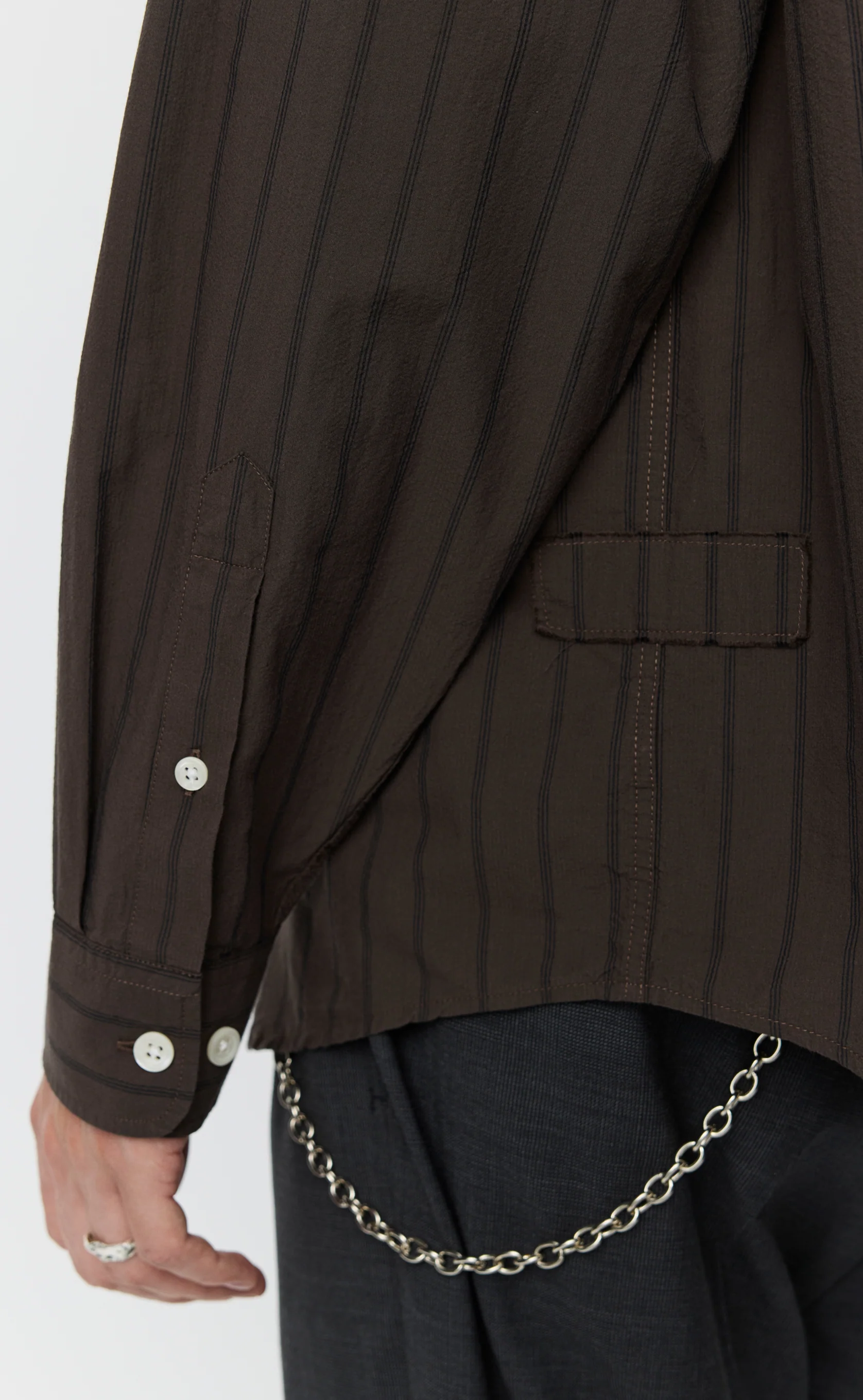 Essay Shirt - Dark Brown Triple Stripe - Image 5