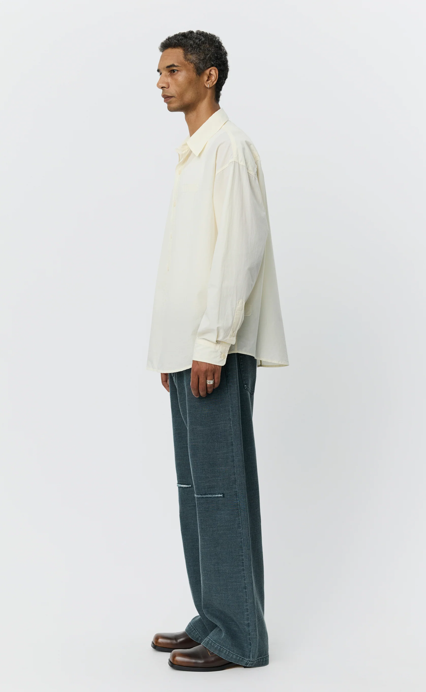Essay Shirt - Off White Micro Check - Image 3