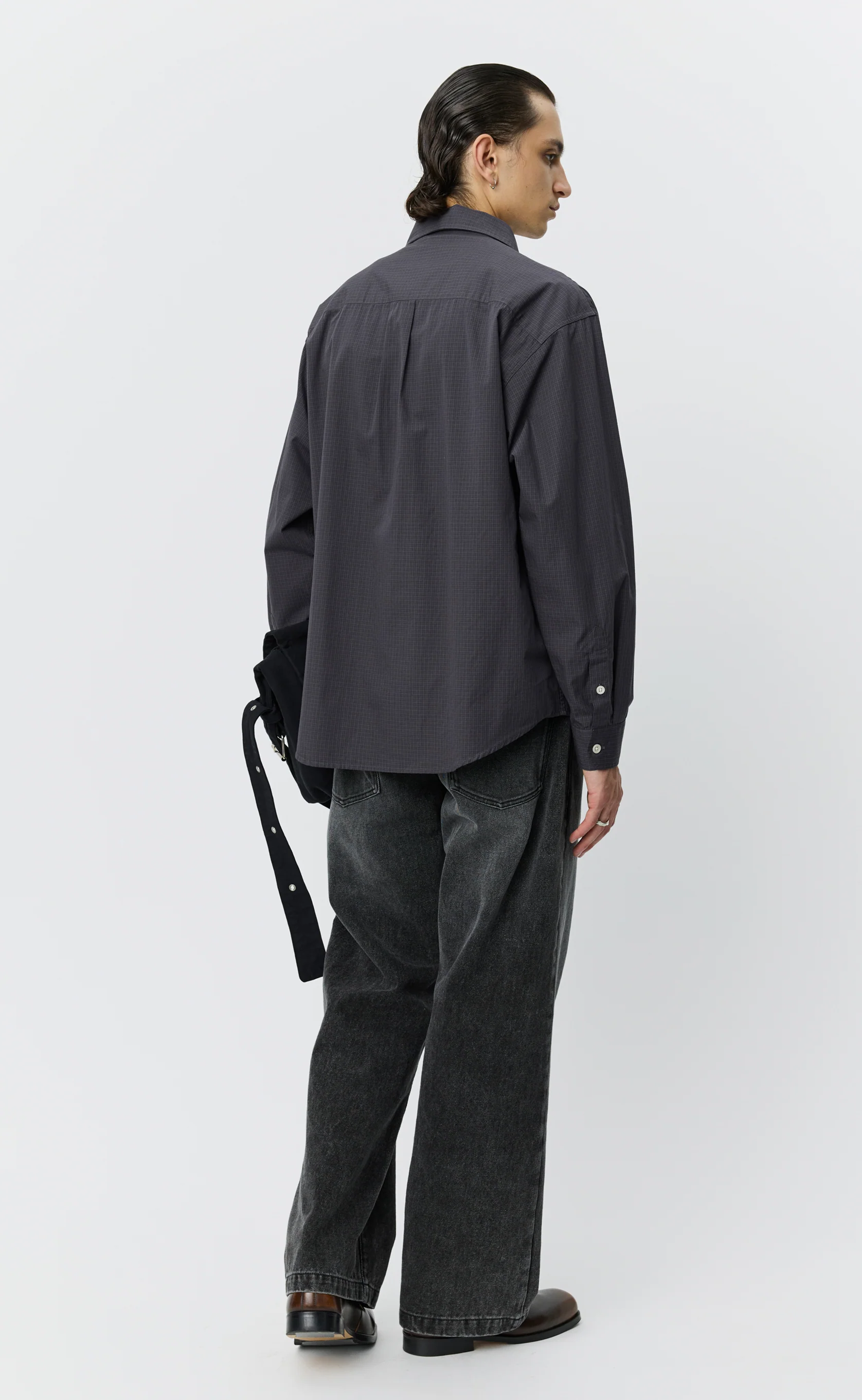 Executive Shirt - Mushroom Micro Check Poplin - Image 3