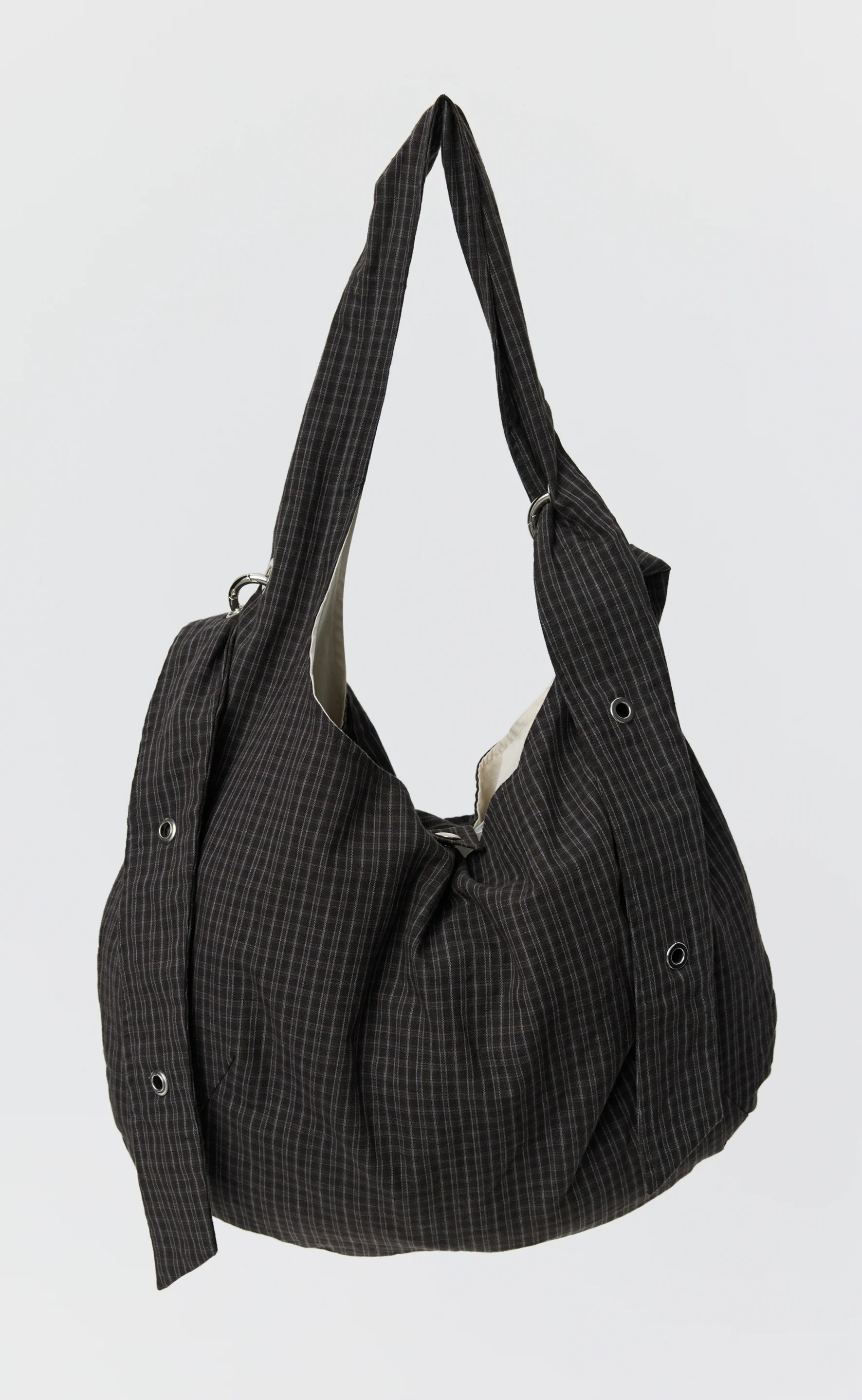 Eyelet Shoulder Bag - Dark Linen Check