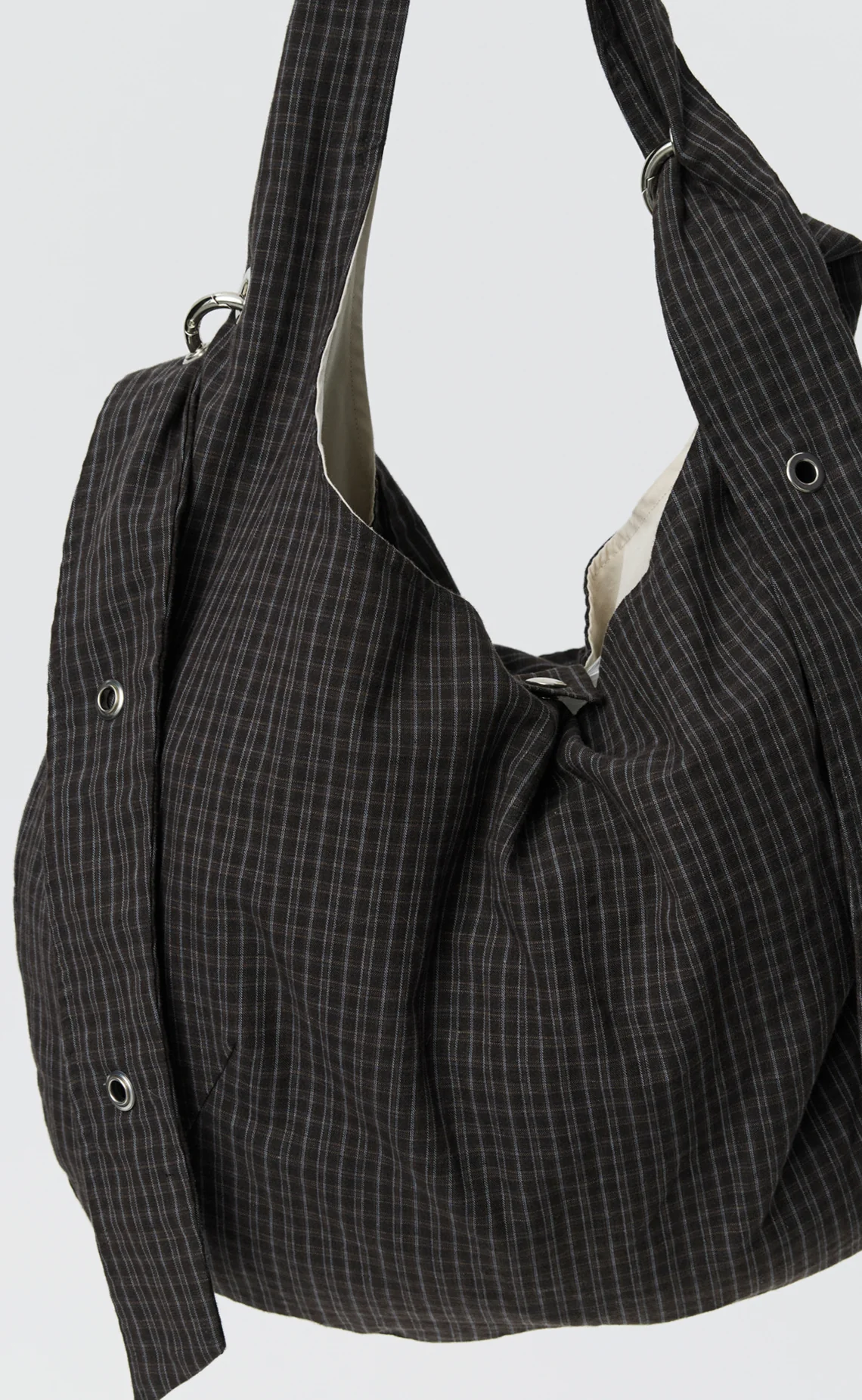 Eyelet Shoulder Bag - Dark Linen Check - Image 2