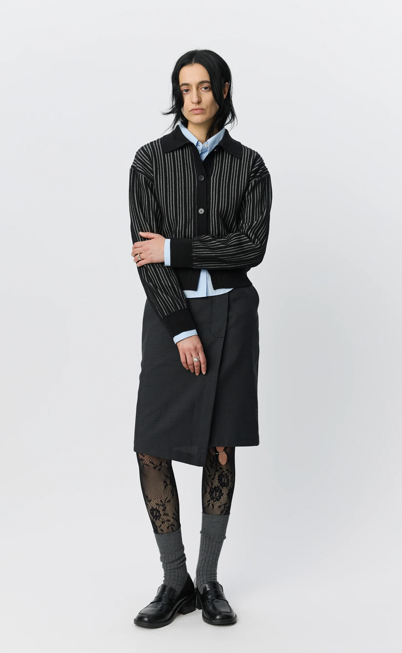 Form Cardigan - Black Stripe