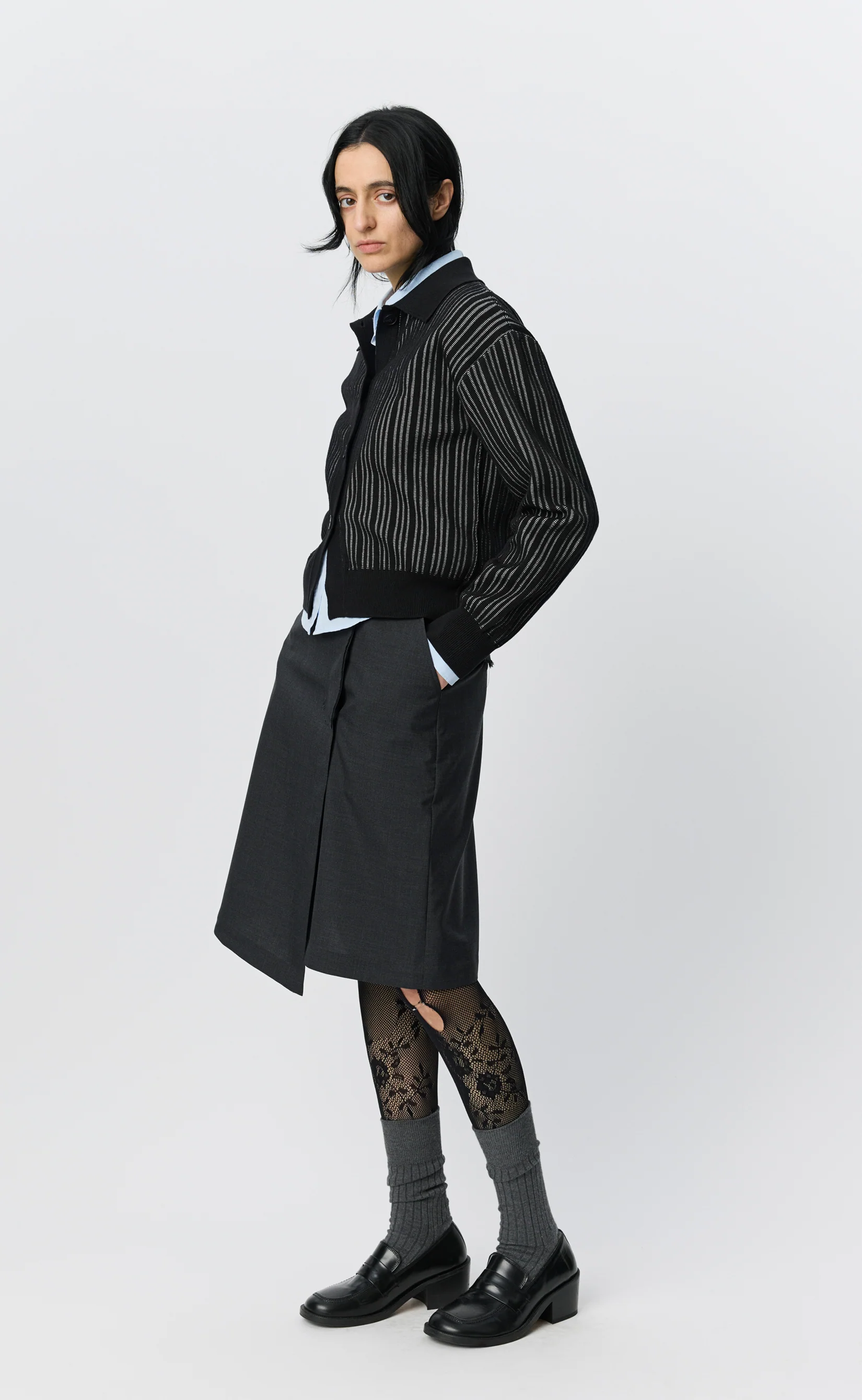 Form Cardigan - Black Stripe - Image 2