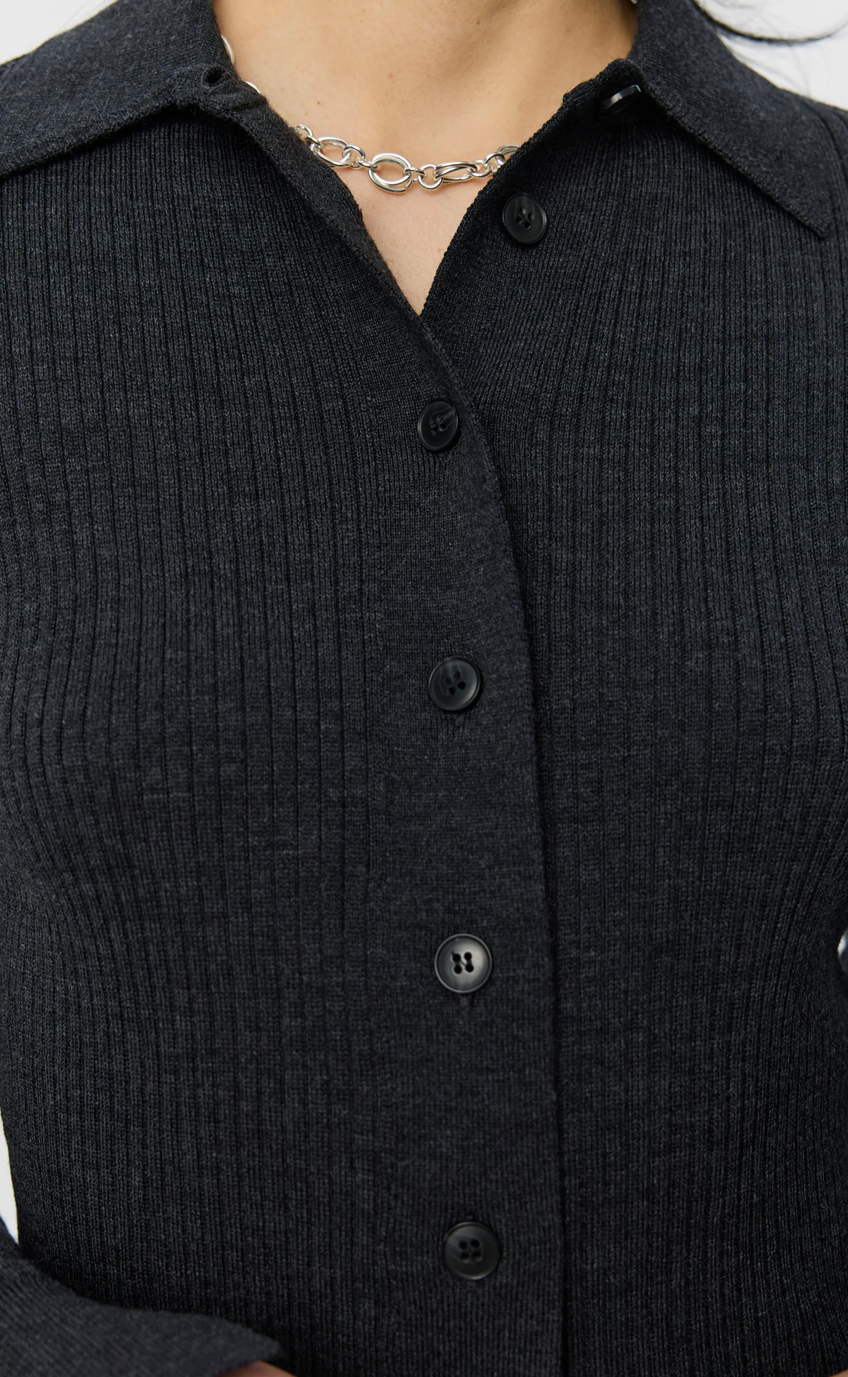 Knitted Rib Shirt - Washed Graphite - Image 4