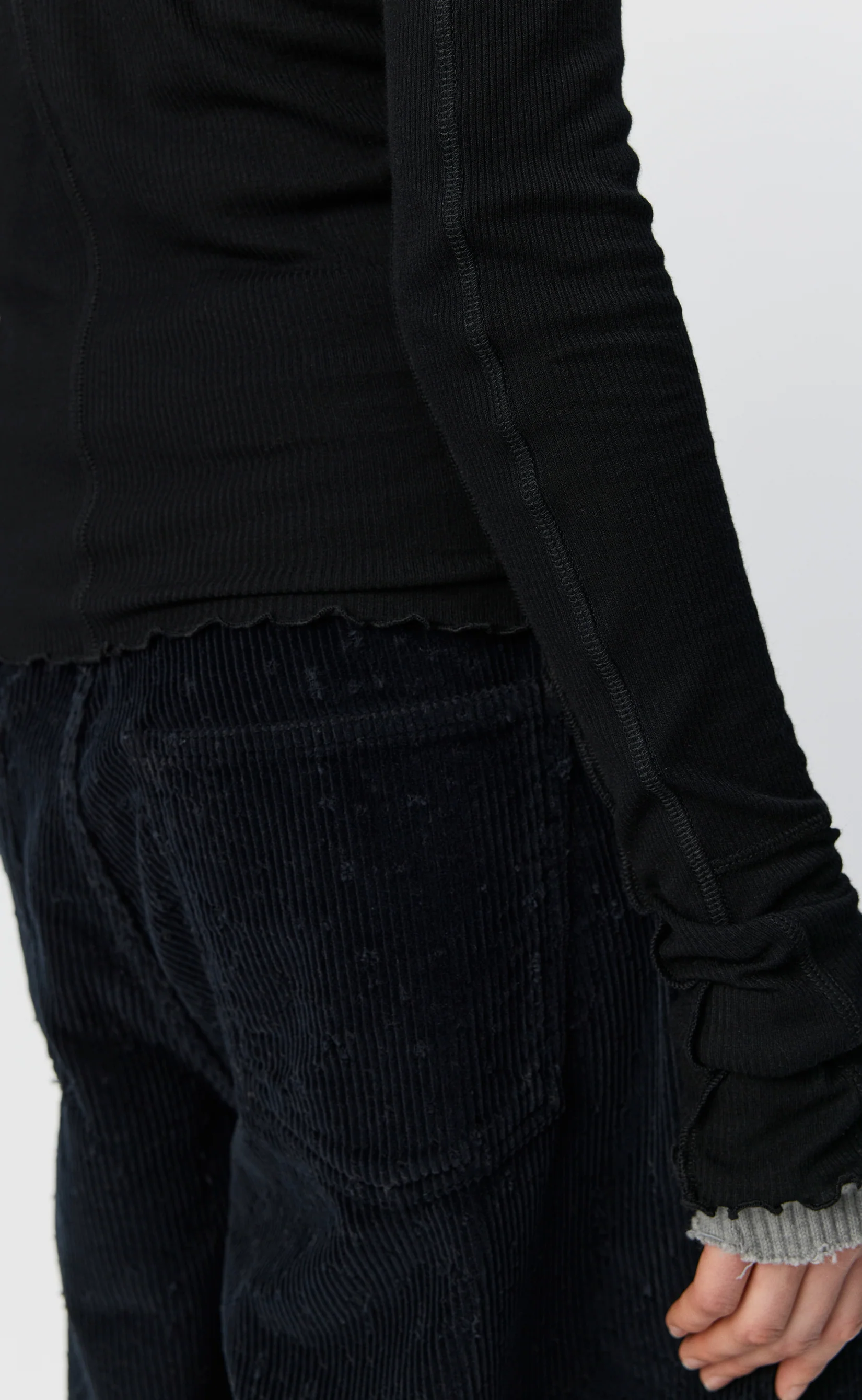 LS Flatlock Tee - Black Rib - Image 5