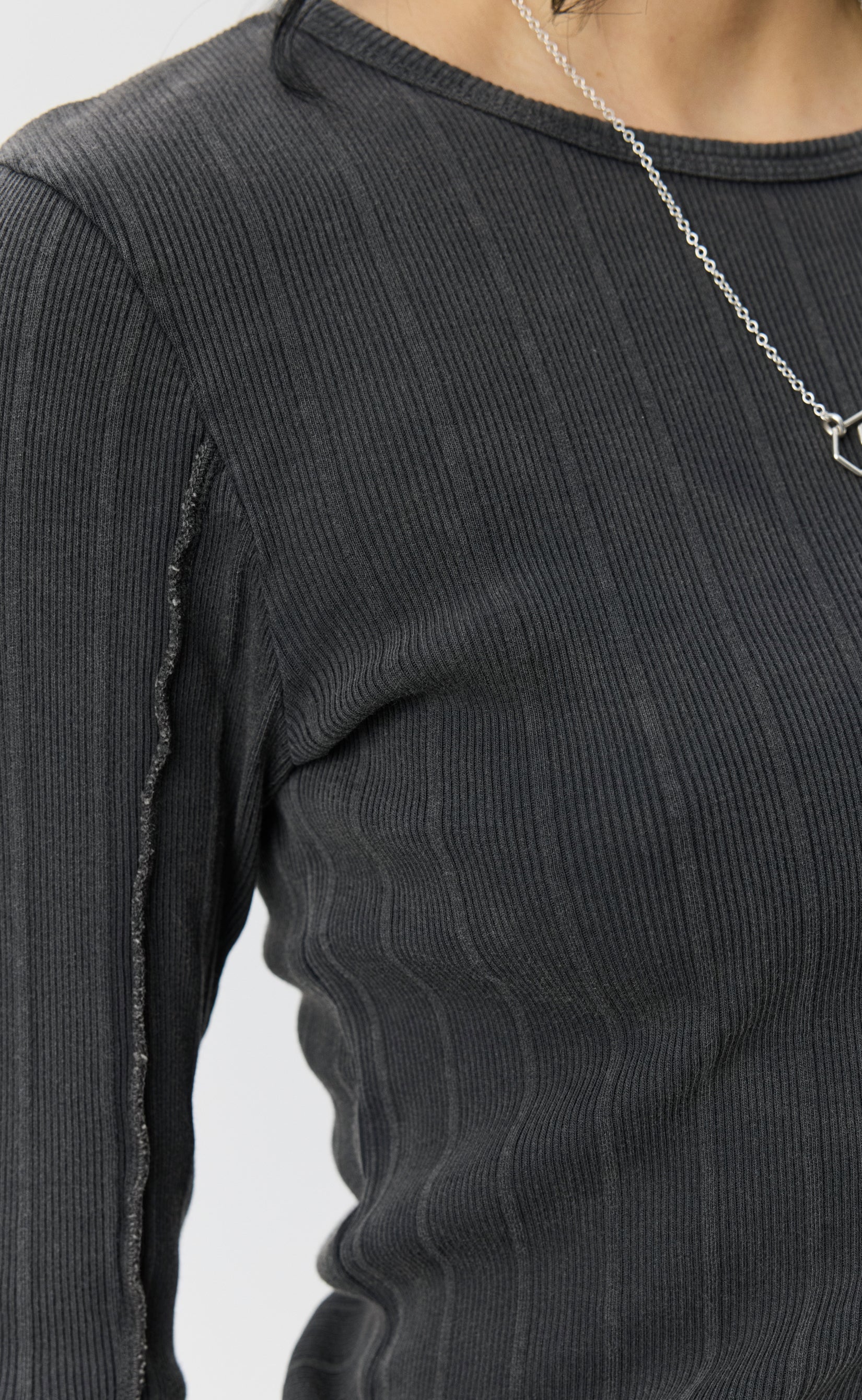 LS Rib Tee - Washed Graphite - Image 4