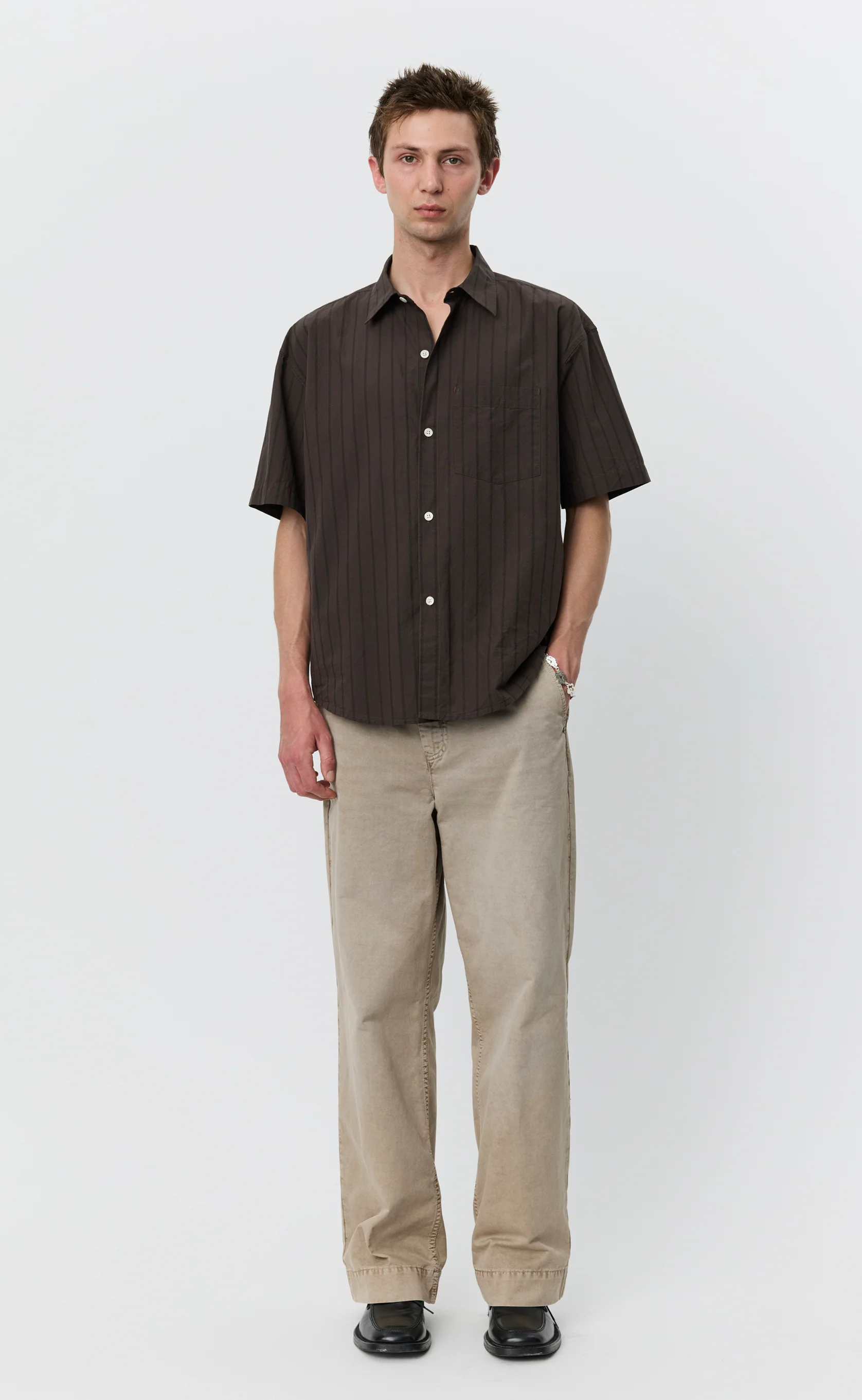 New Input Shirt - Dark Brown Triple Stripe