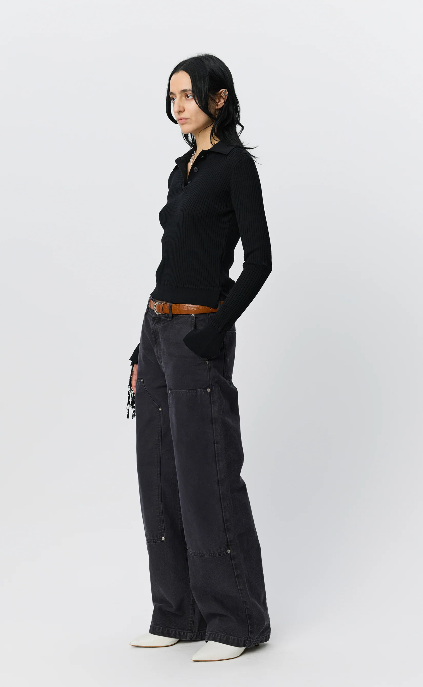 Partial Placket Polo - Black Rib - Image 2