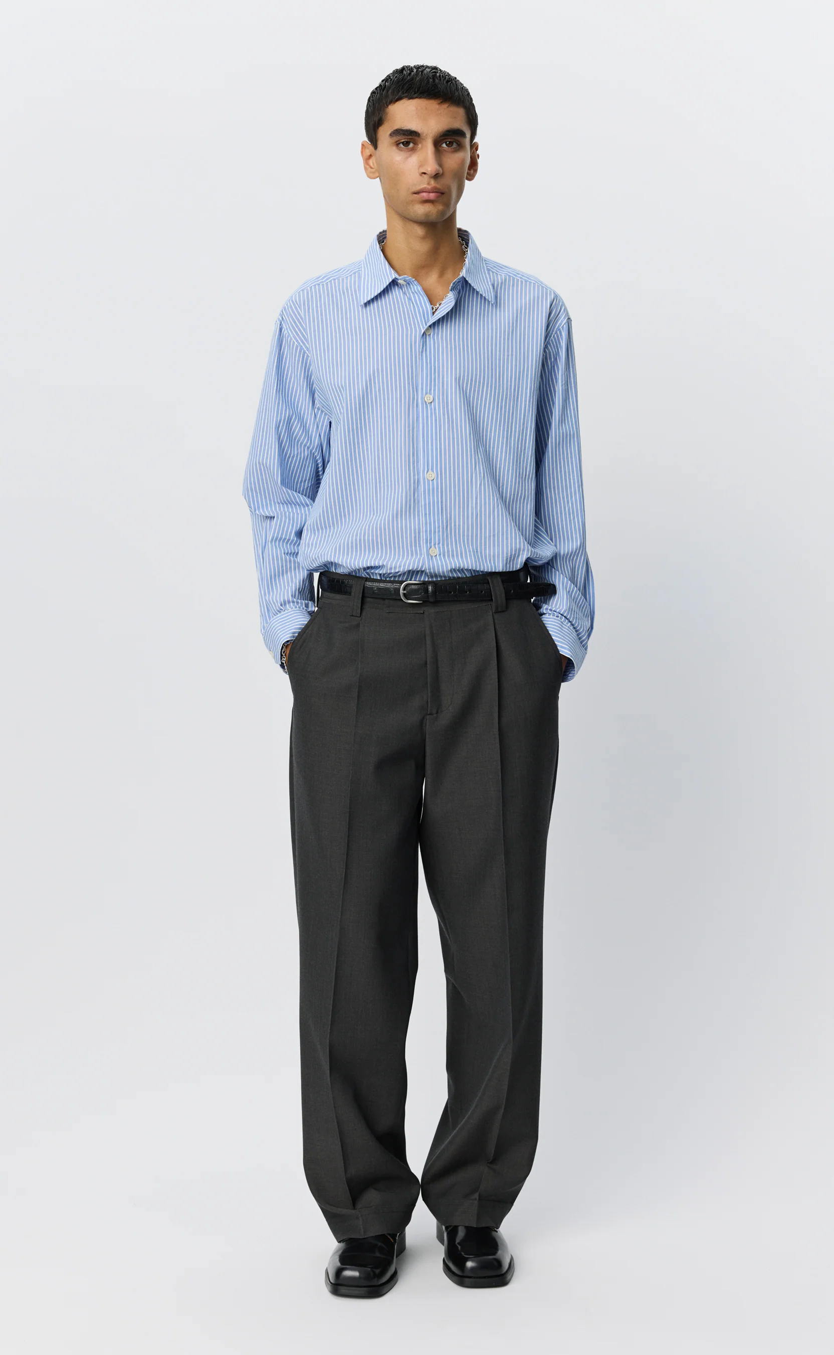 Patch Trousers - Grey Dry Wool - Image 2