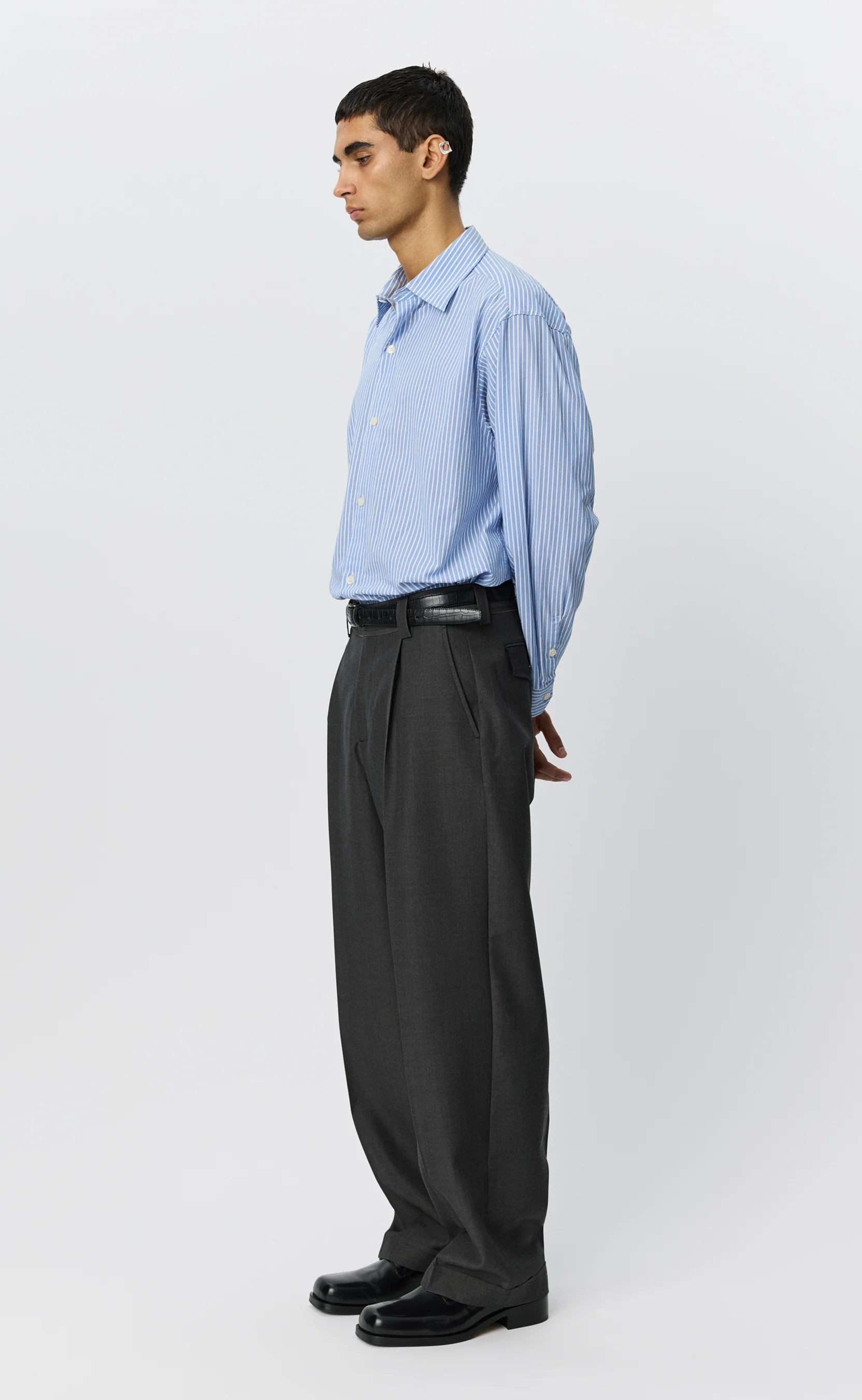 Patch Trousers - Grey Dry Wool - Image 3