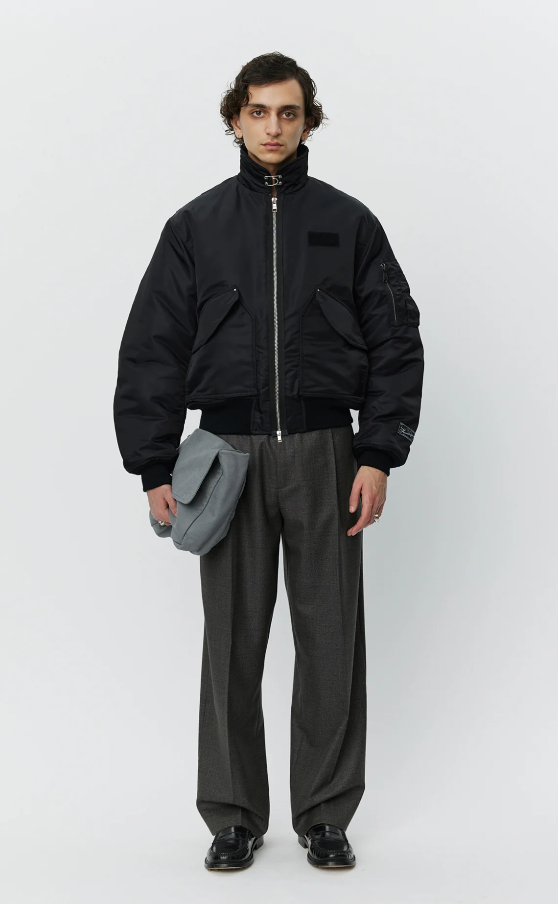 Schott CWU Bomber - Black Recycled Nylon - Image 3