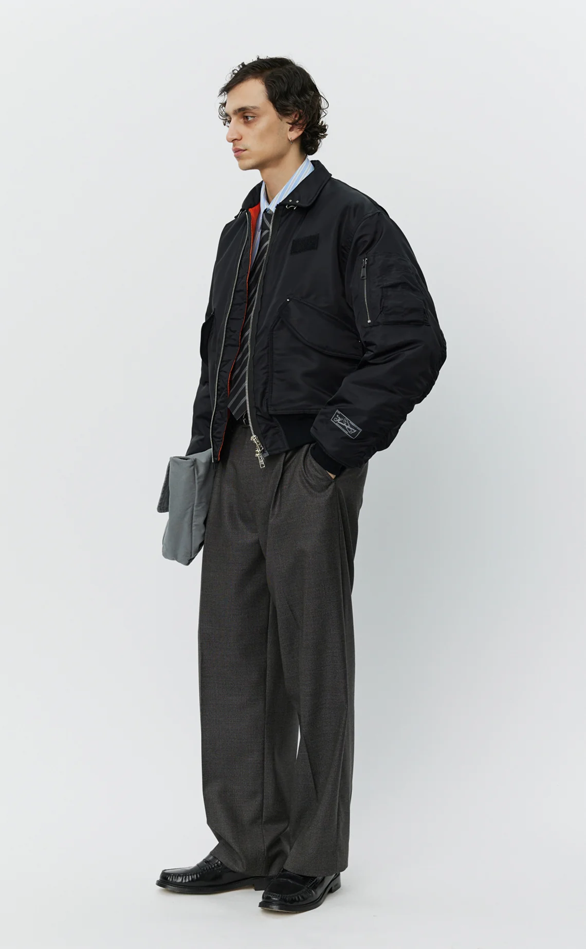 Schott CWU Bomber - Black Recycled Nylon - Image 4