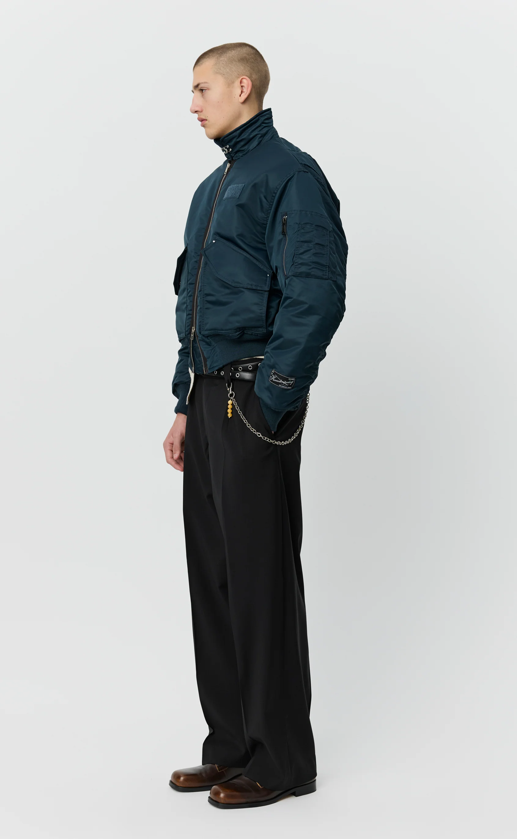 Schott CWU Bomber - Navy Recycled Nylon - Image 4