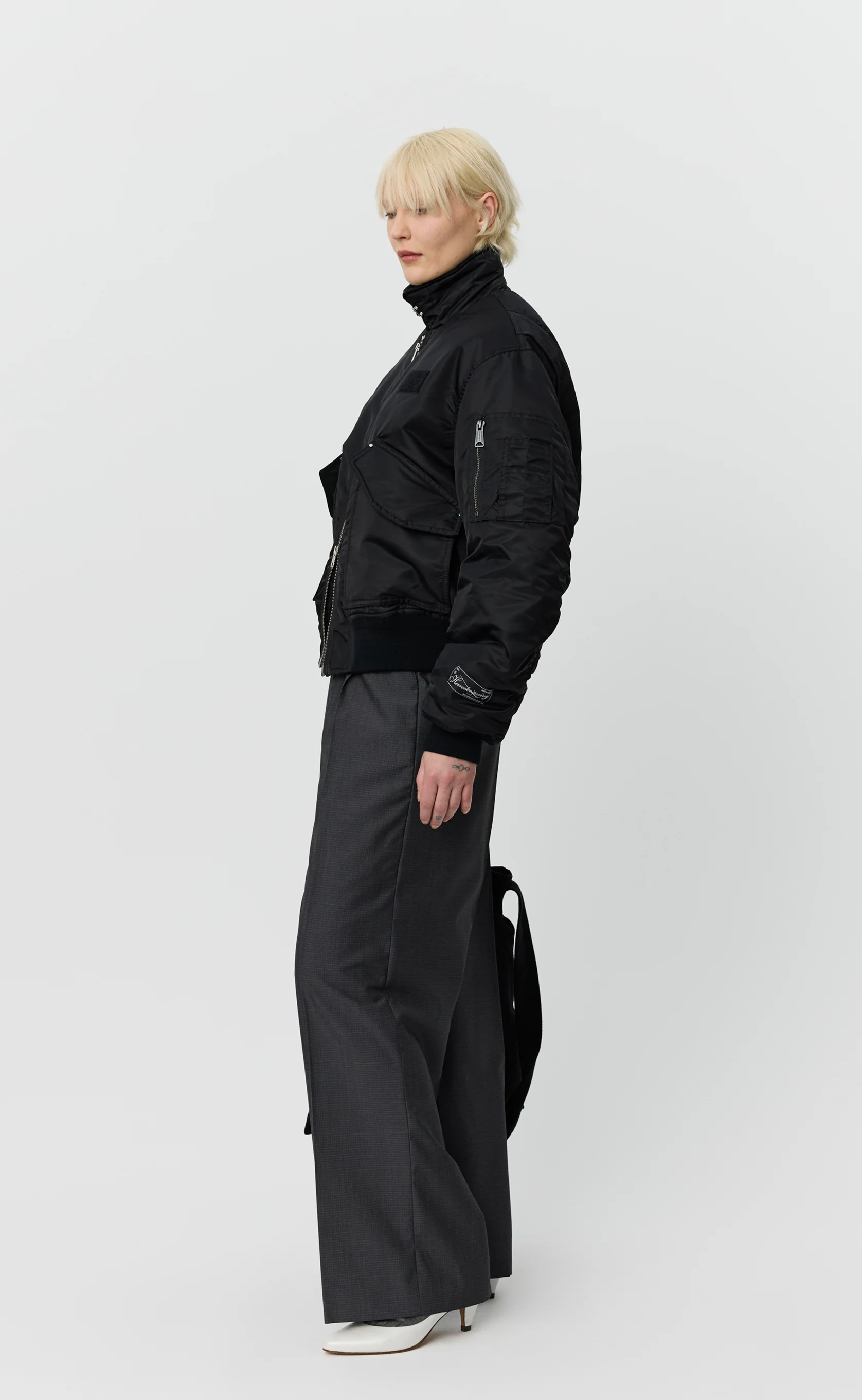 Schott CWU Bomber - Black Recycled Nylon - Image 3
