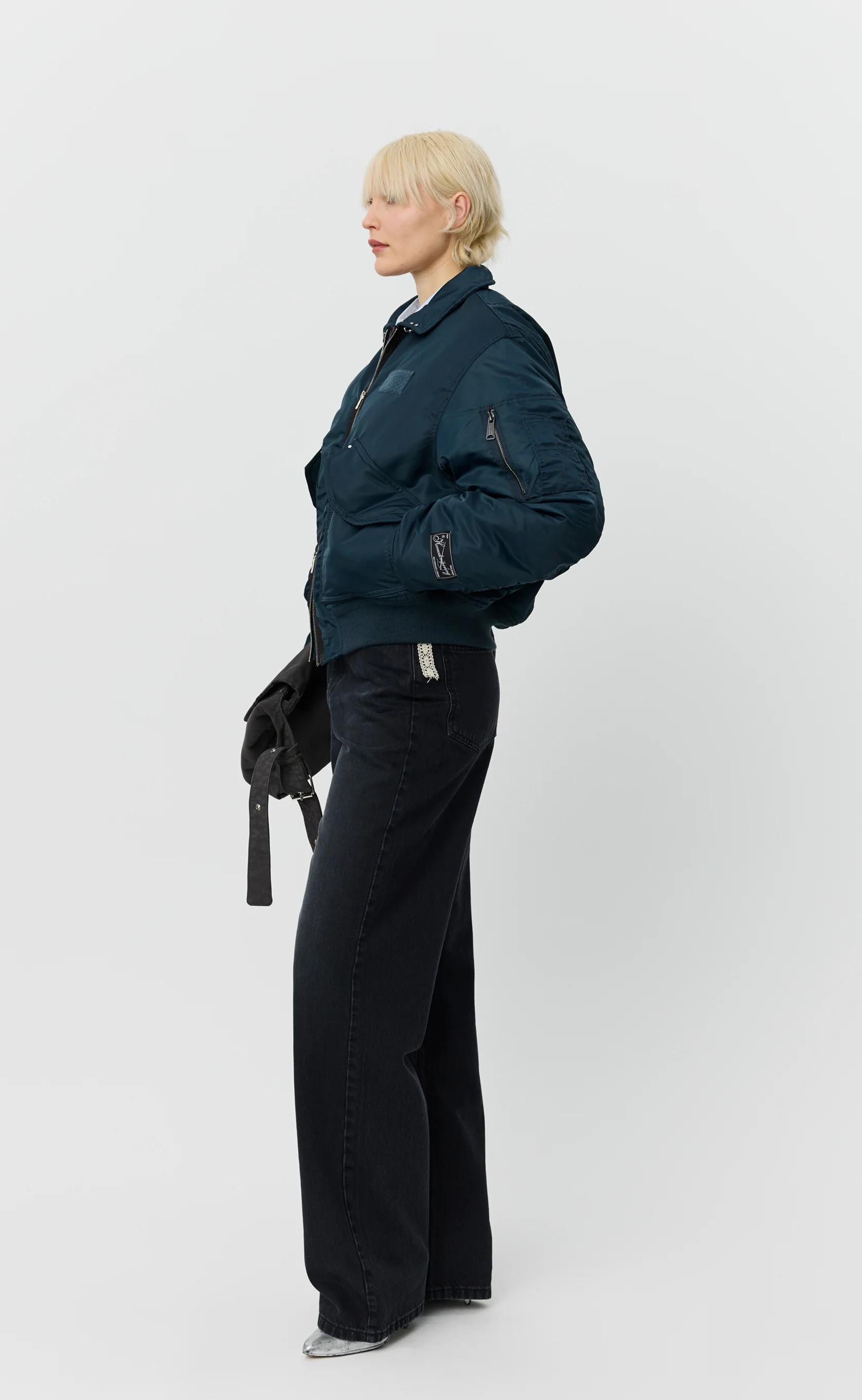 Schott CWU Bomber - Navy Recycled Nylon - Image 3