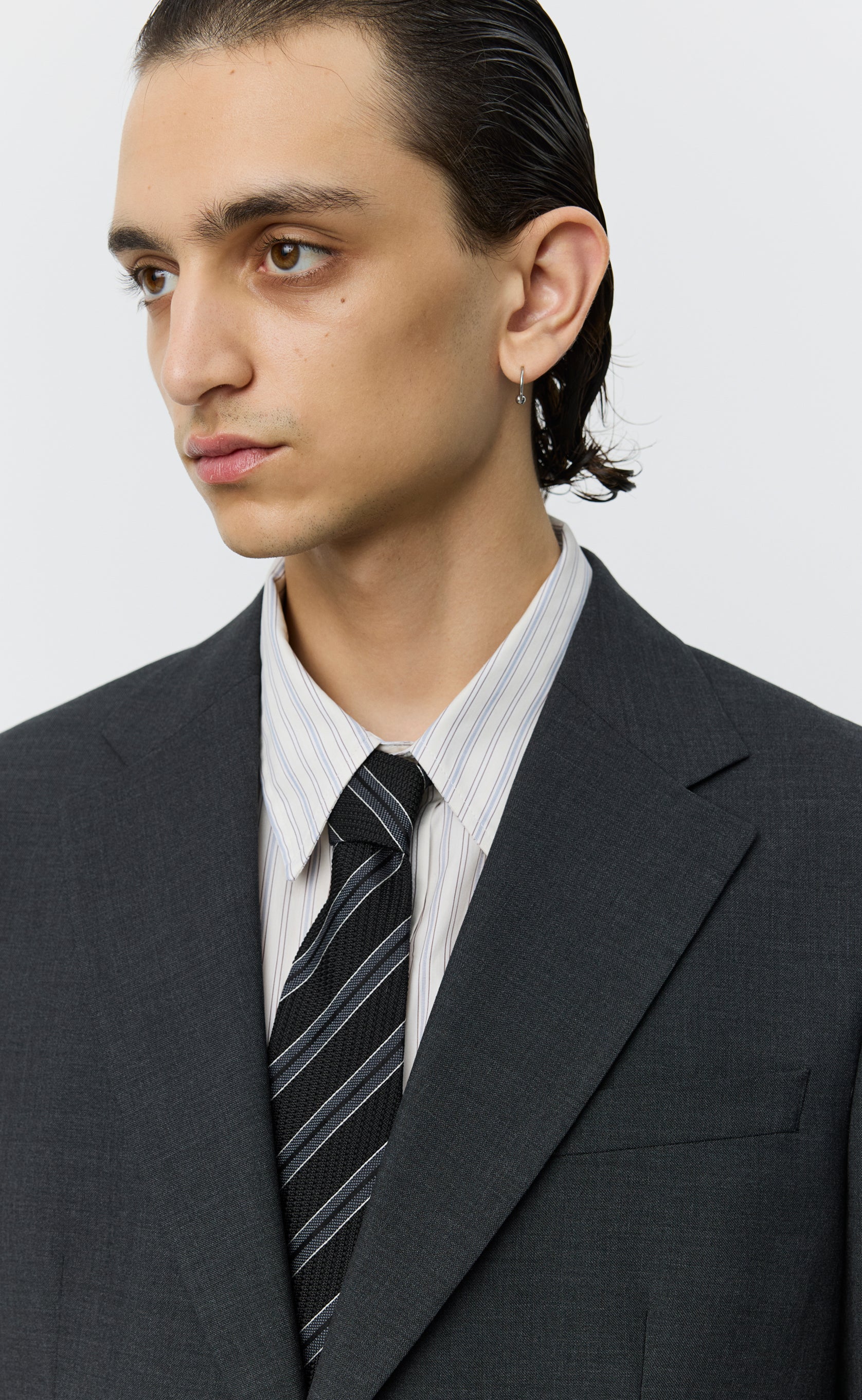 Single Breasted Blazer - Dark Grey Tropical Wool - Image 7