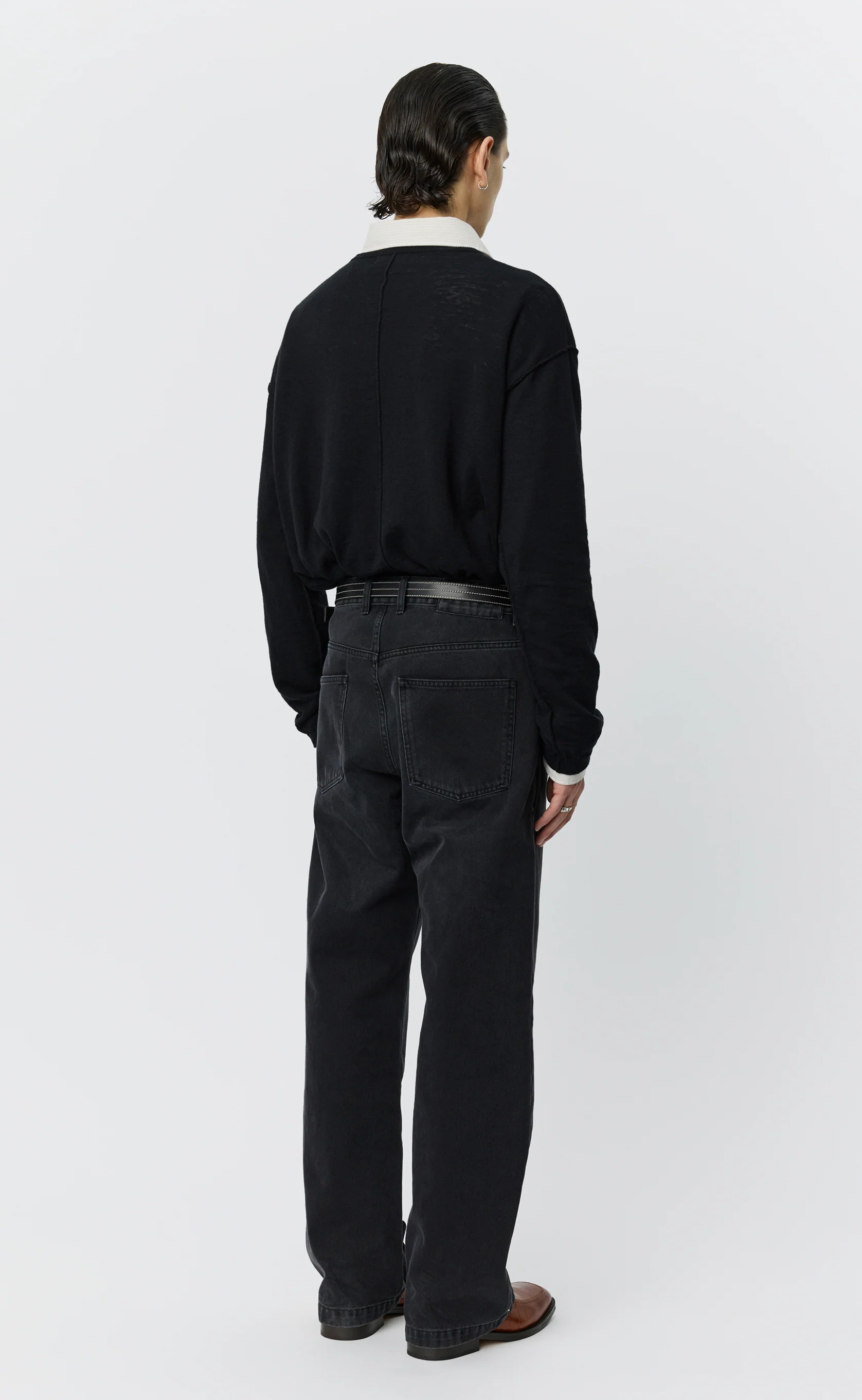 Straight Cut Jeans  - Faded Black - Image 3