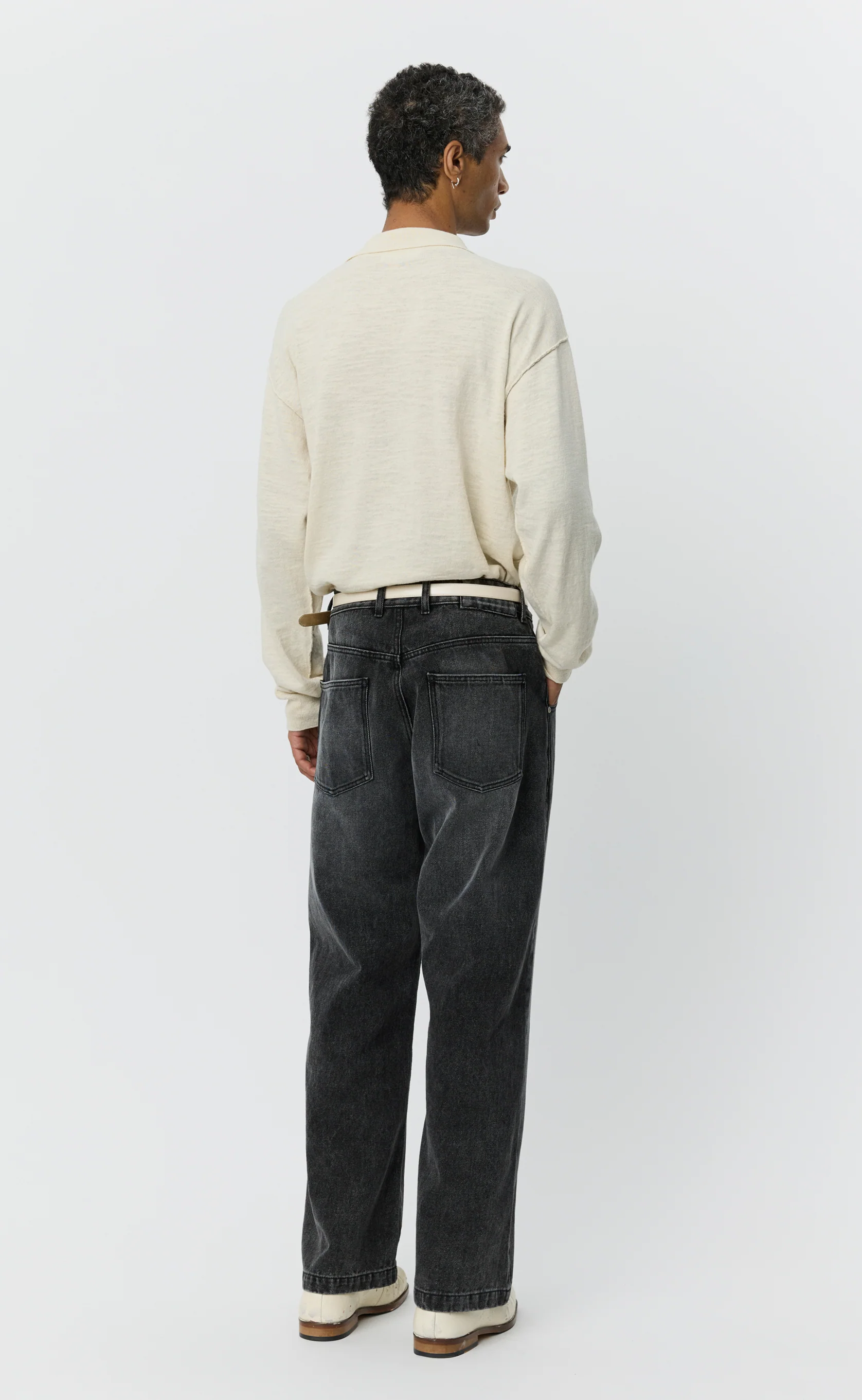 Straight Cut Jeans - Stonewashed Black - Image 5