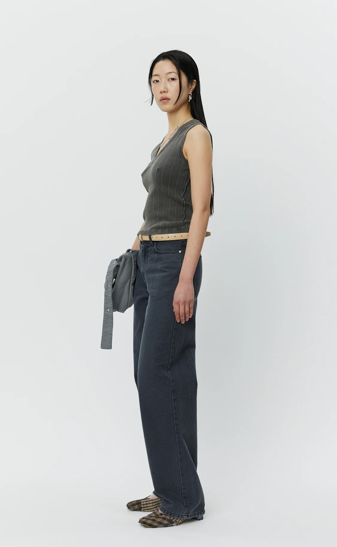 V-Neck Tank Top - Washed Graphite Rib - Image 3