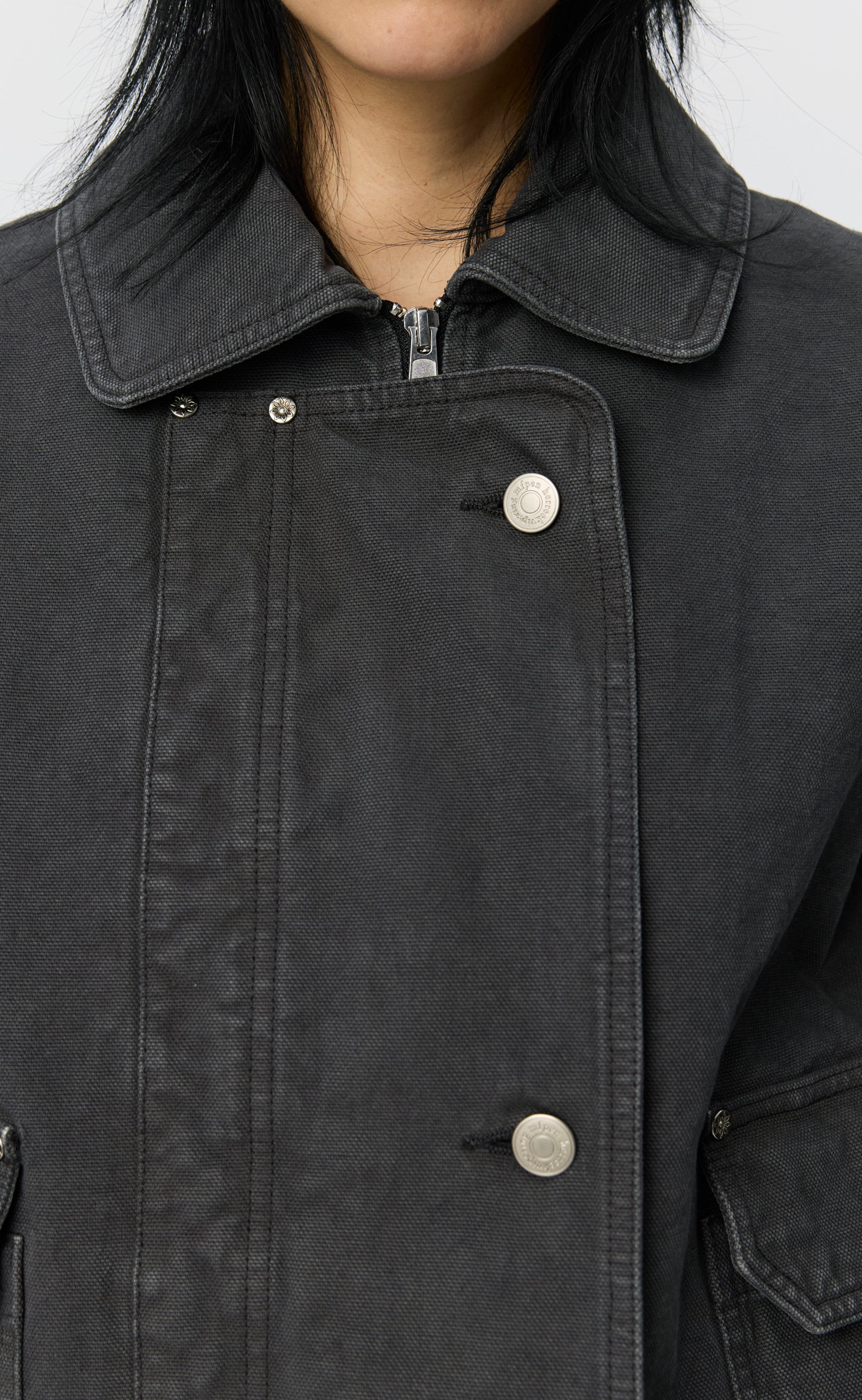 Womens Courier Jacket - Washed Grey Canvas - Image 5
