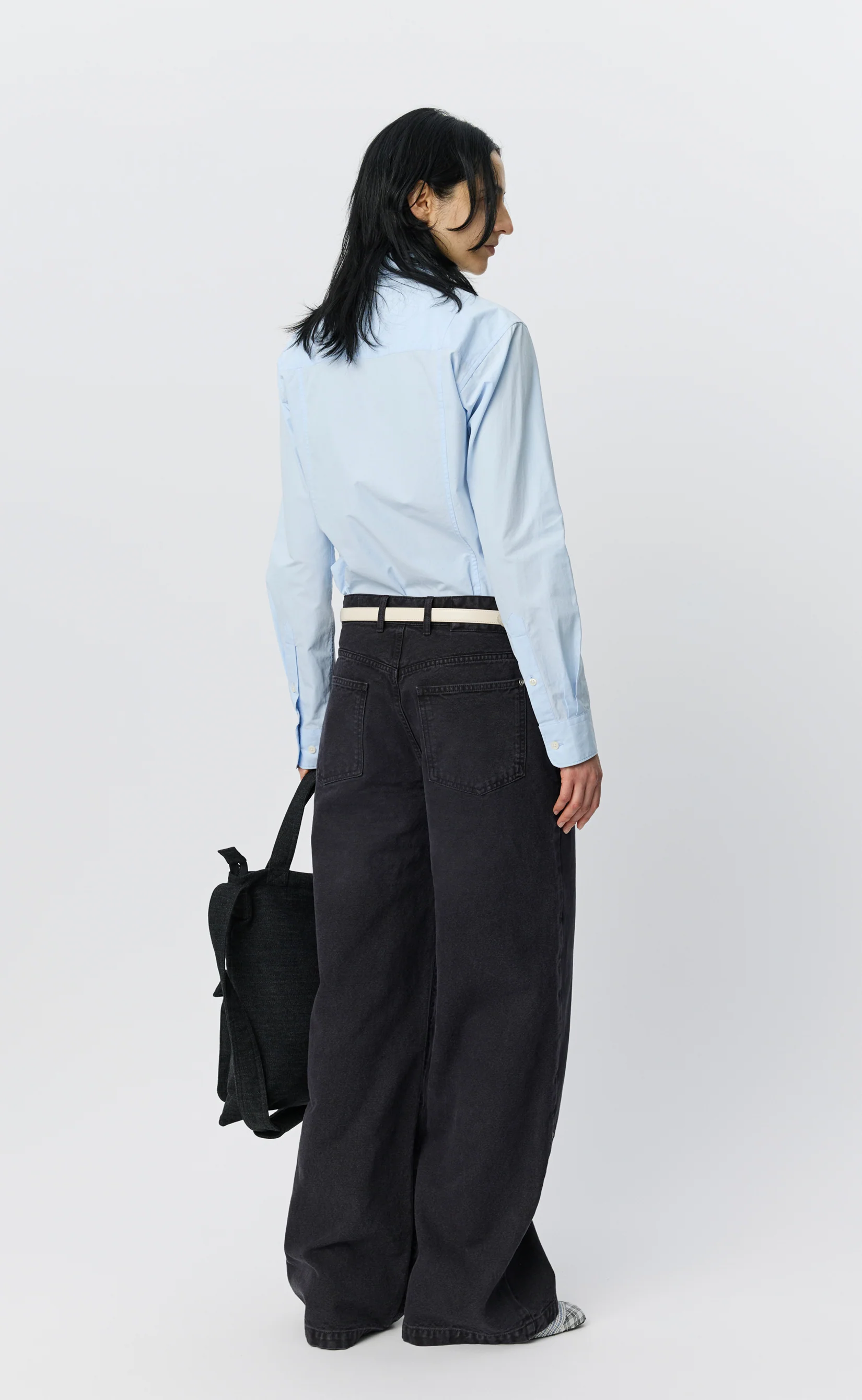 Womens Double Knee Jeans - Dark Grey Canvas - Image 3