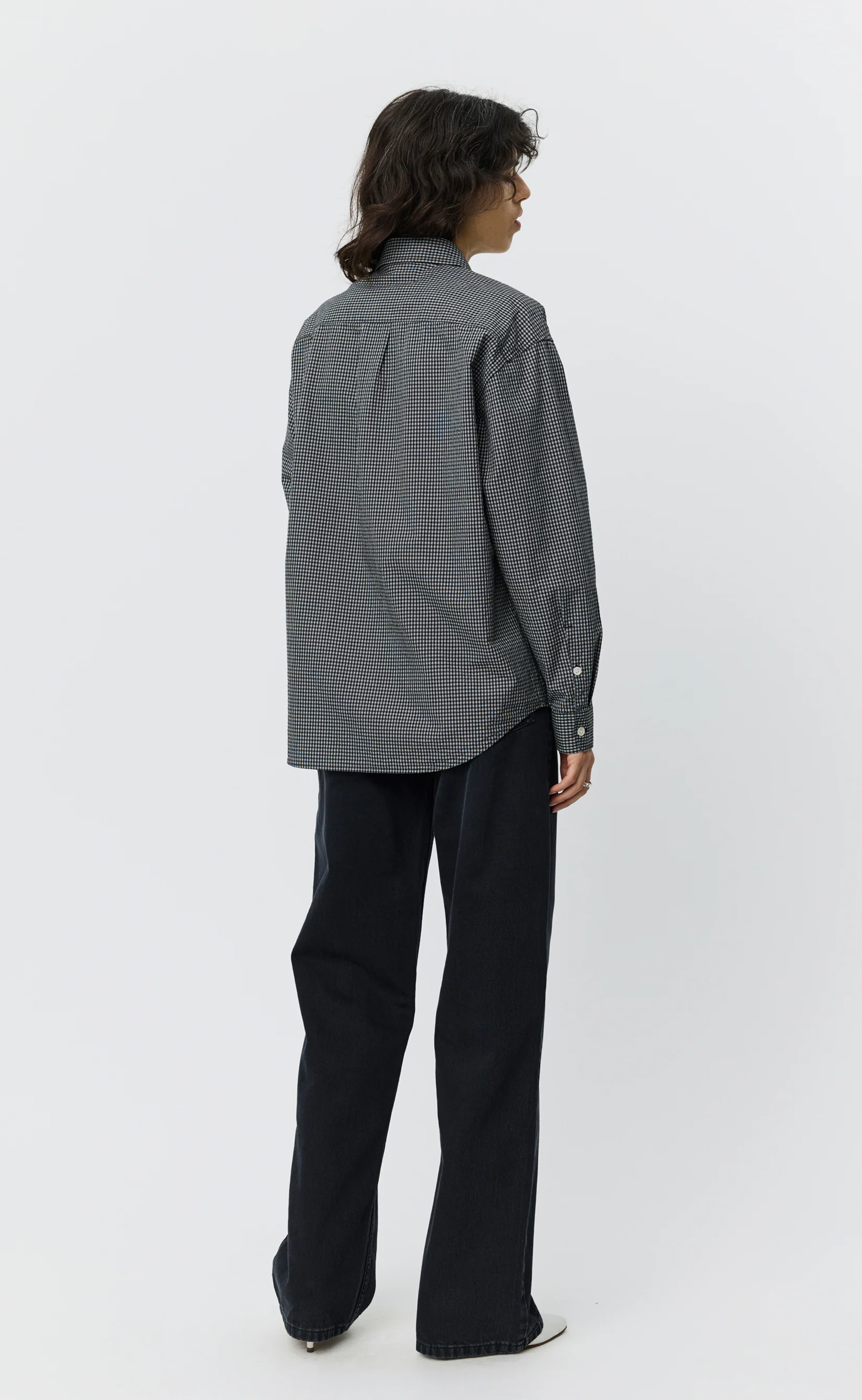 Womens Generous Shirt - Black Experienced Check - Image 4