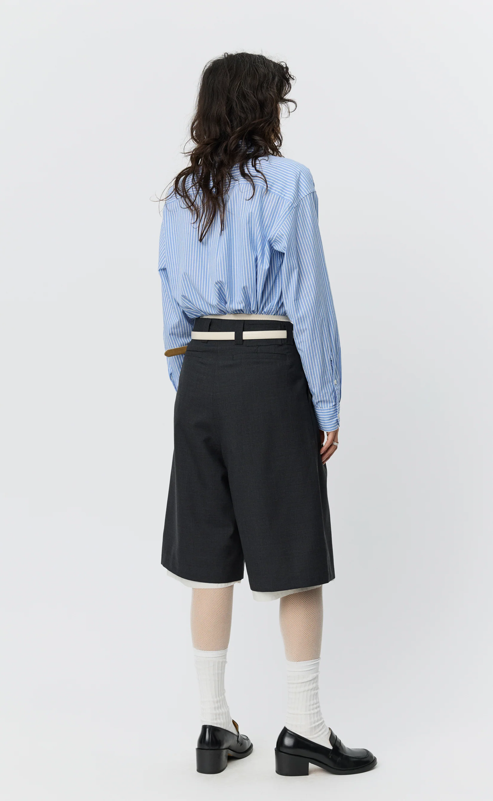 Womens Slash Shorts - Dark Grey Tropical Wool - Image 3